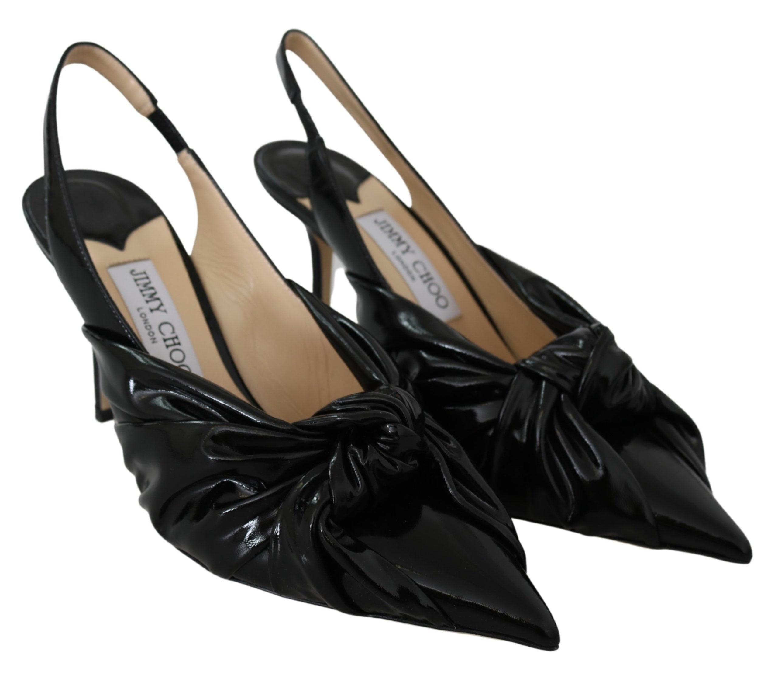 Jimmy Choo Love 100 Black Patent Leather Slingback Pumps