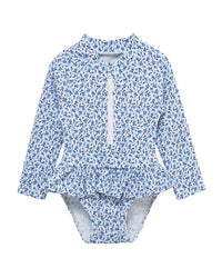 Little Me Blue Floral One-Piece Rashguard