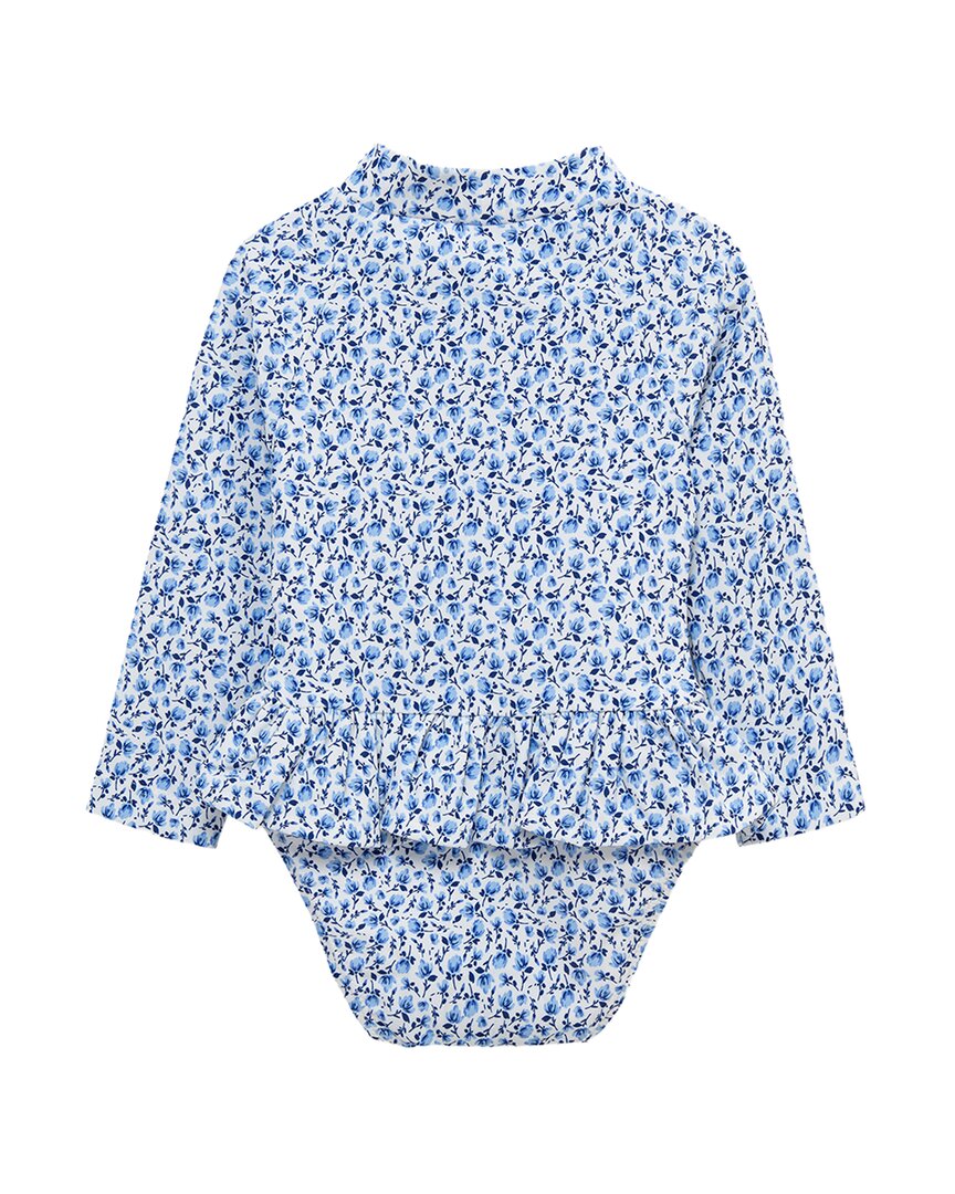 Little Me Blue Floral One-Piece Rashguard