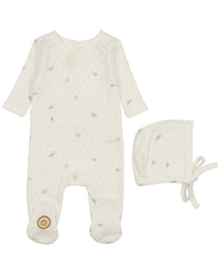 Mon Tresor Pointelle Posies Footie & Hat Set