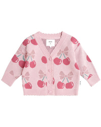 Huxbaby Huxbaby Cherry Pie Scalloped Knit Cardigan