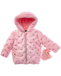 Rothschild Foil Print Wave Quilt Puffer With Mittens