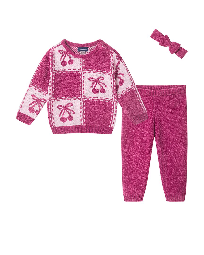 Andy & Evan Andy & Evan Cherry Checker Sweater & Pant Set
