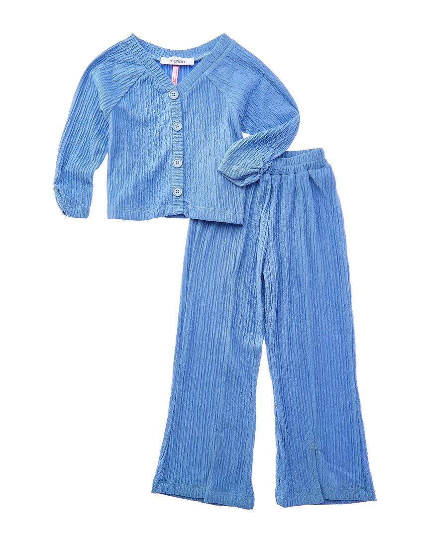 MARION Marion 2Pc Crinkle Plisse Top & Pant Set