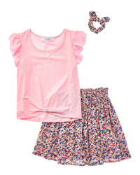MARION Marion 3Pc Floral Top & Skirt Set