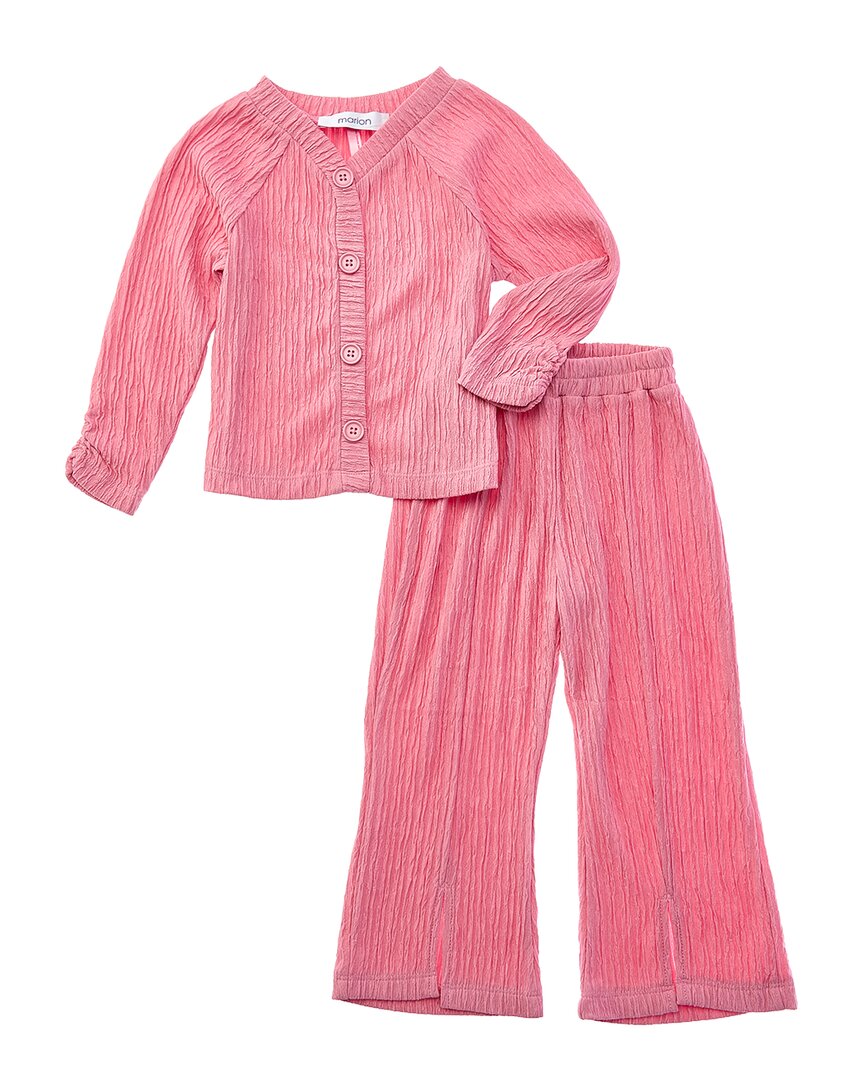 MARION Marion 2Pc Crinkle Plisse Top & Pant Set