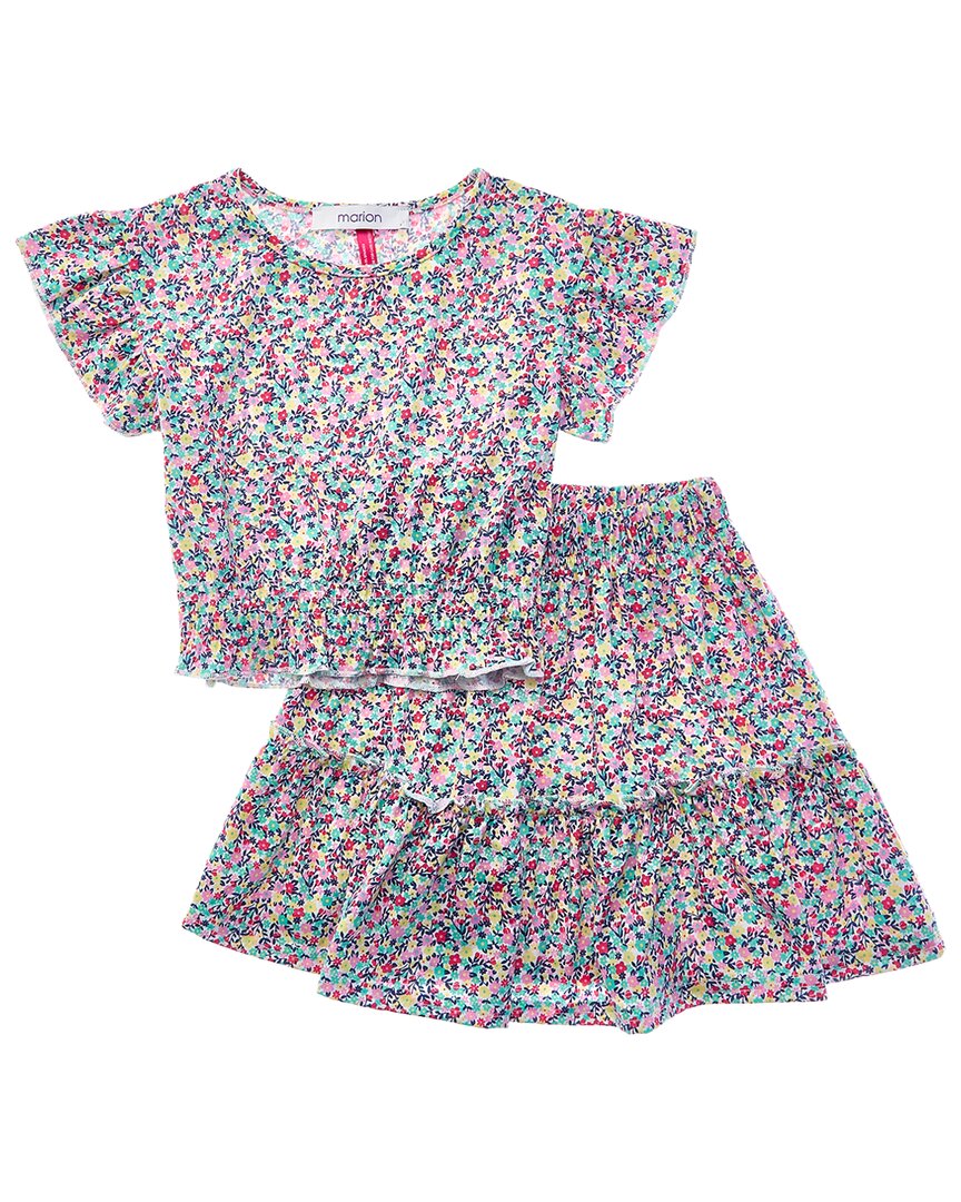 MARION Marion 2Pc Floral Top & Skirt Set