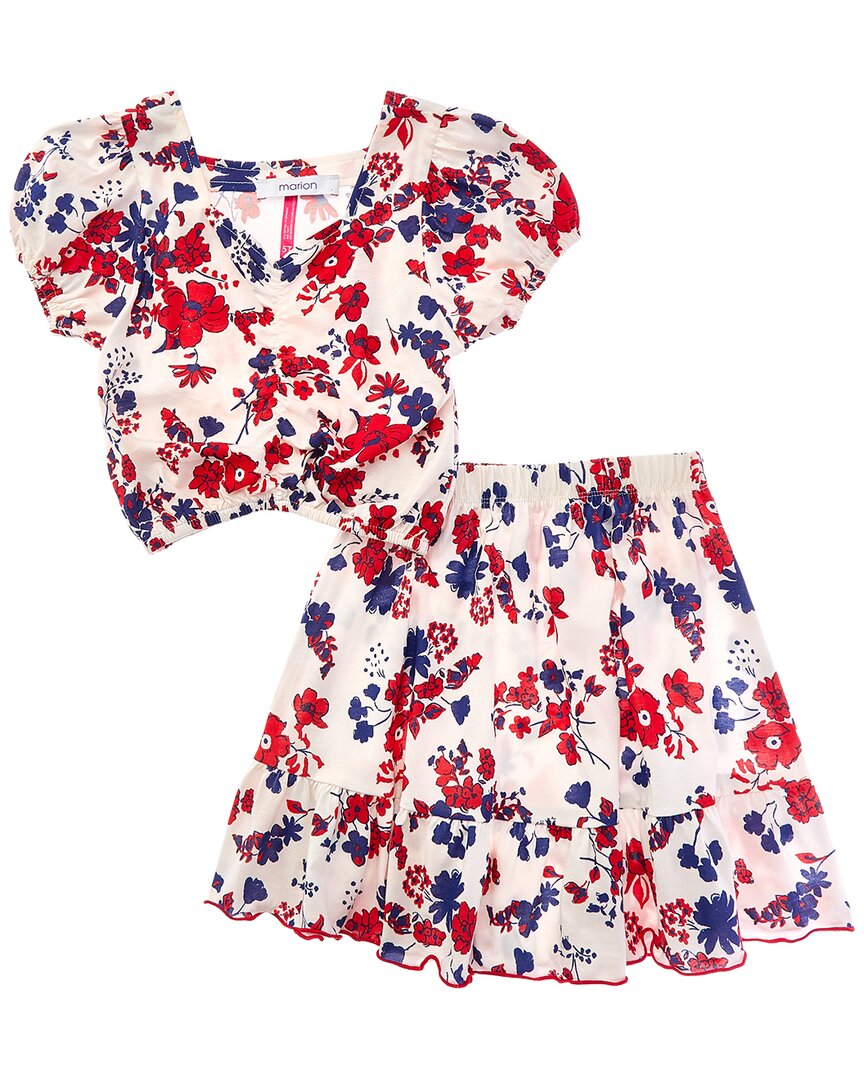 MARION Marion 2Pc Floral Top & Skirt Set