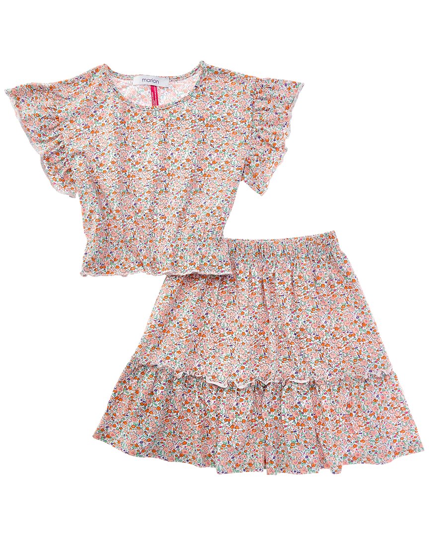 MARION Marion 2Pc Floral Top & Skirt Set