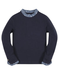 HOPE & HENRY Hope & Henry Organic Ruffle Trim Knit Top