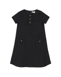 HOPE & HENRY Hope & Henry Ponte A-Line Ruffle Placket Dress