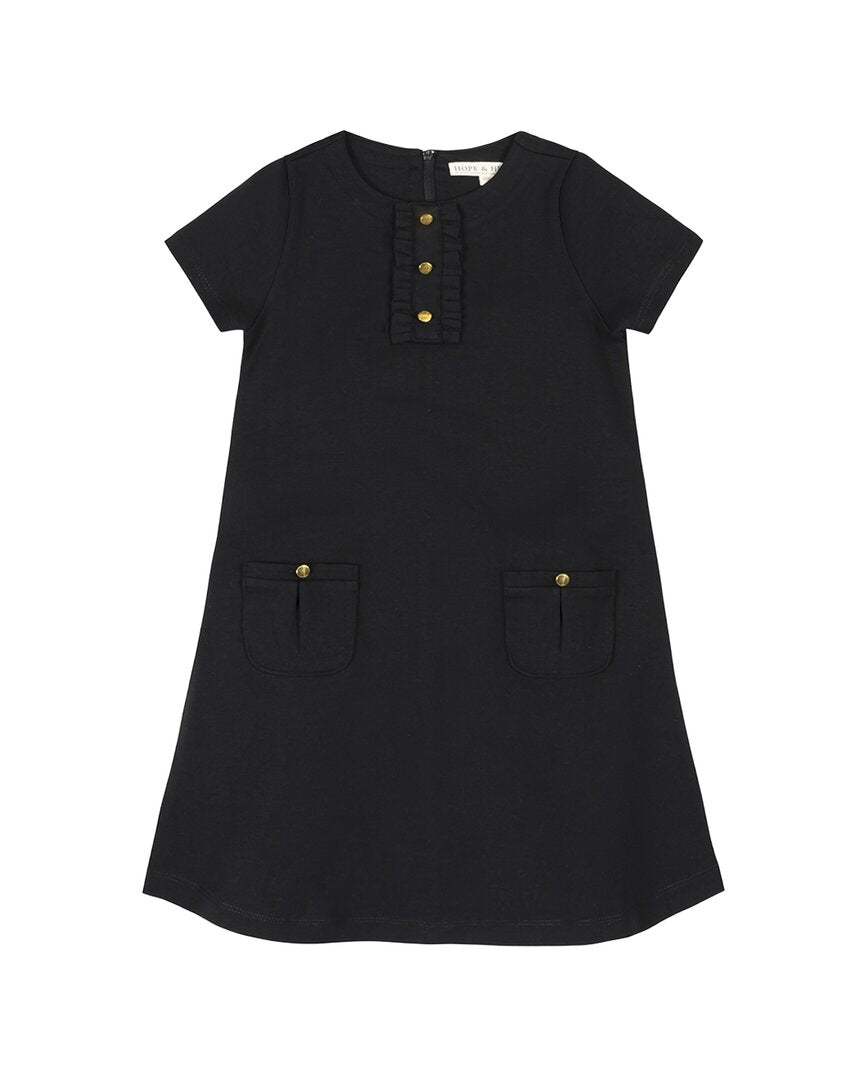 HOPE & HENRY Hope & Henry Ponte A-Line Ruffle Placket Dress