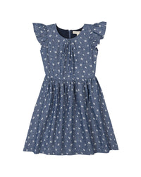 HOPE & HENRY Hope & Henry Organic Ruffle Sleeve Chambray Skater