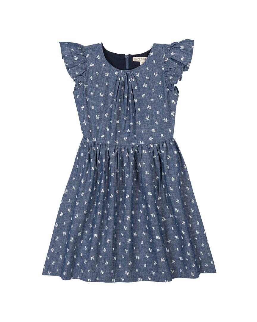 HOPE & HENRY Hope & Henry Organic Ruffle Sleeve Chambray Skater