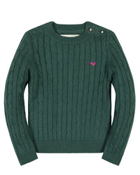 HOPE & HENRY Hope & Henry Organic Crew Neck Cable Sweater