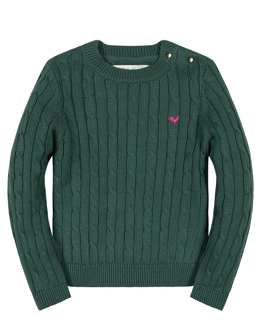 HOPE & HENRY Hope & Henry Organic Crew Neck Cable Sweater