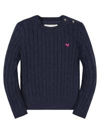 HOPE & HENRY Hope & Henry Organic Crew Neck Cable Sweater
