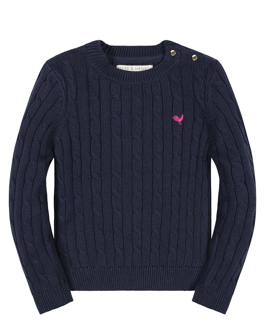 HOPE & HENRY Hope & Henry Organic Crew Neck Cable Sweater