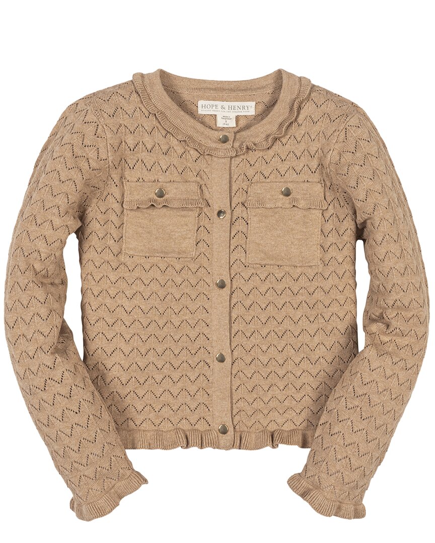 HOPE & HENRY Hope & Henry Organic Ruffle Trim Pointelle Cardigan