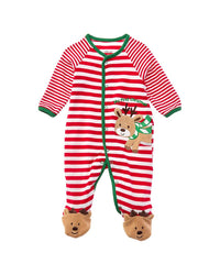 Little Me Reindeer Stripe Footie