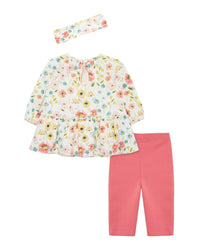 Little Me Little Me Brushed Floral Tunic Set