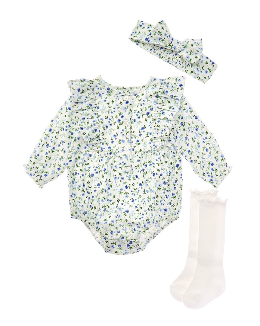 Little Me Blue Floral Bubble Set