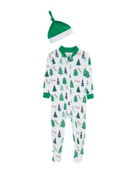 Little Me Christmas Tree Zip Front Footie