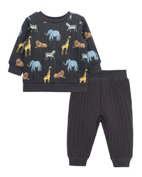 Little Me 2Pc Safari Sweatshirt Set