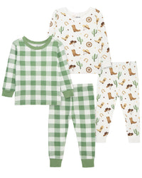 Little Me 4Pc Cowboy Bamboo Pajama Set