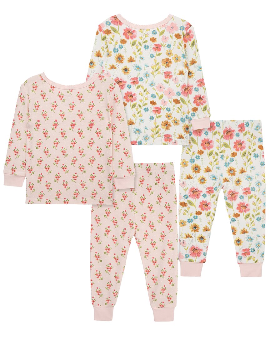 Little Me Little Me 4Pc Floral Bamboo Pajama Set