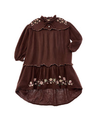 Coco Au Lait Embroidered Dress Brown Multi 10 (Big Girl M)