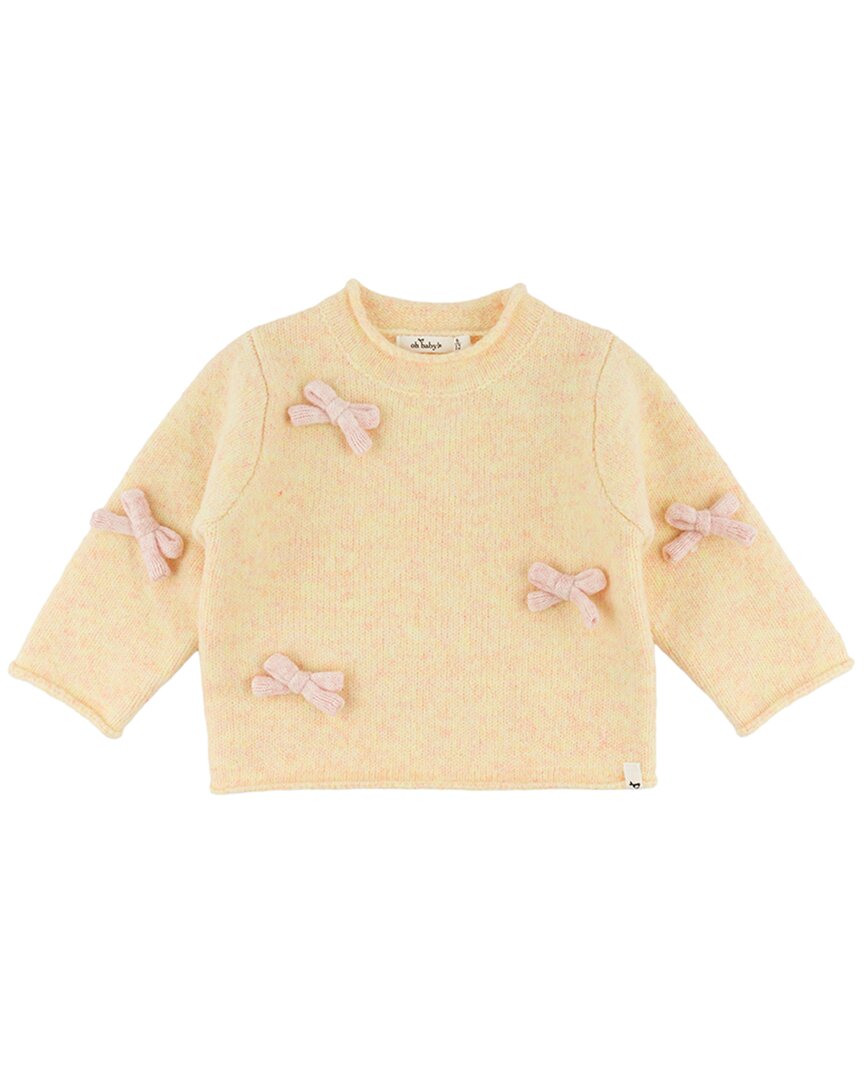 oh baby! Oh Baby! Bows Fuzzy Roll-Edge Knitted Pullover