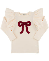oh baby! Oh Baby! Berry Ruffle Bow Baby Rib Butterfly Tee