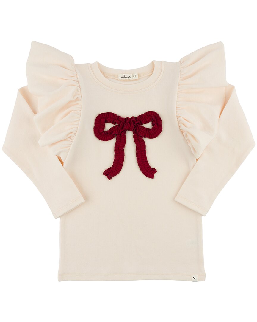 oh baby! Oh Baby! Berry Ruffle Bow Baby Rib Butterfly Tee