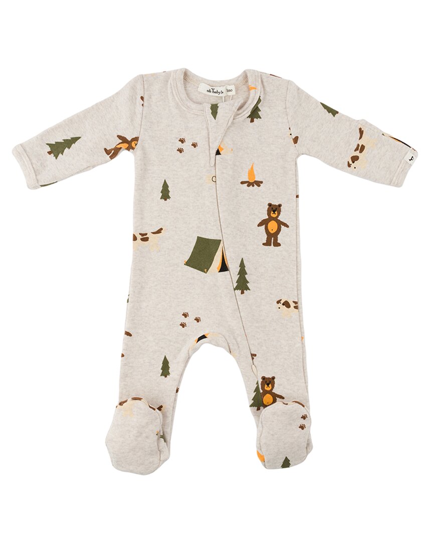 oh baby! Oh Baby! Camping Print Zipper Footie