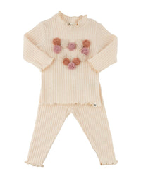 oh baby! Oh Baby! Poms Heart Lettuce-Edge Mock Neck 2Pc Set