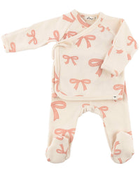 oh baby! Oh Baby! Pink Bows Baby Rib Kimono Set With Bow