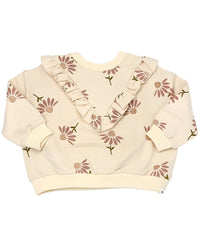 oh baby! Oh Baby! Cone Flowers Print V-Ruffle Slouch Sweatshirt