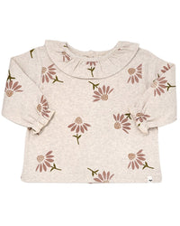 oh baby! Oh Baby! Cone Flowers Print Ruffle Neck Blouse