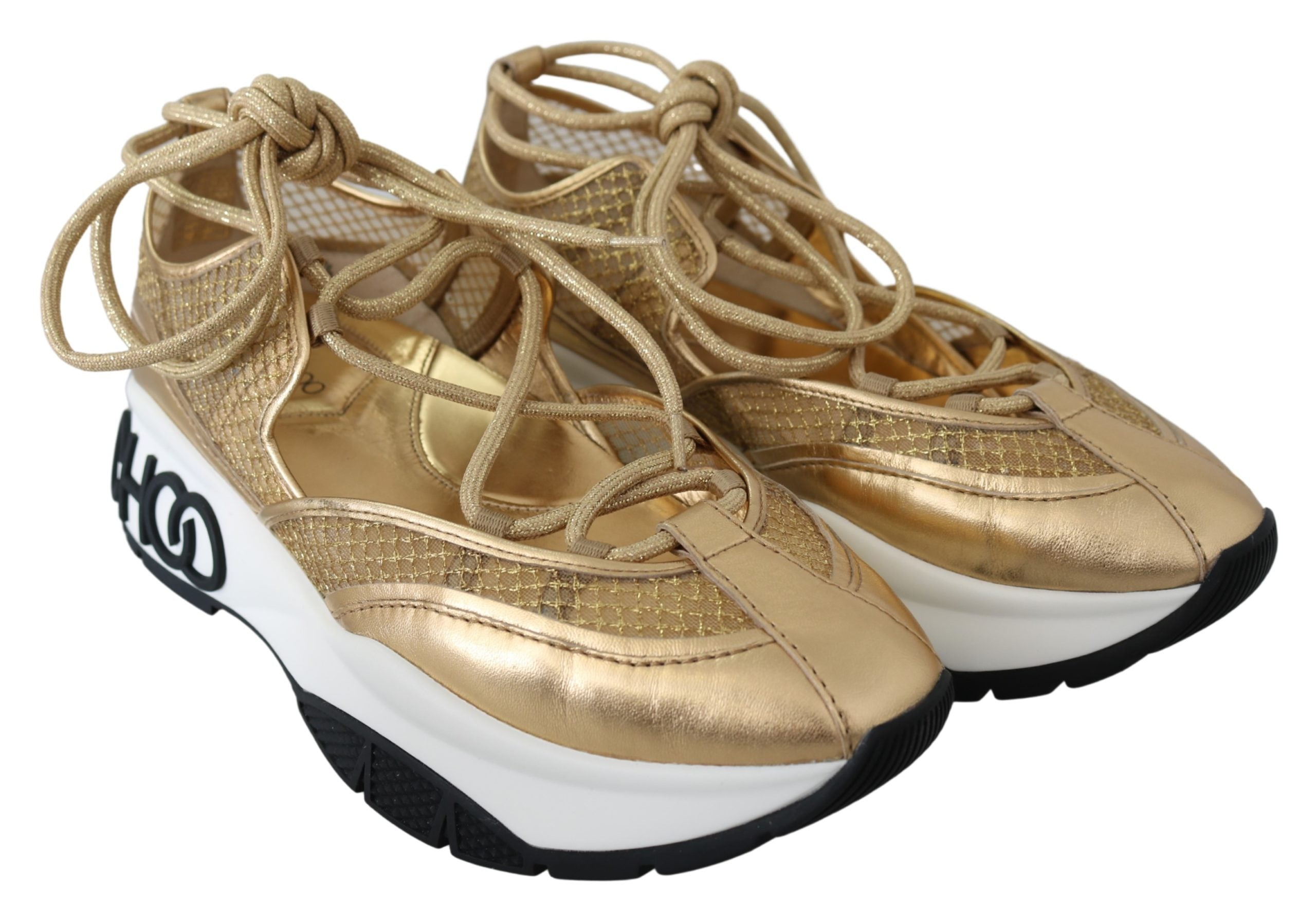 Jimmy Choo  Diamond Gold Leather Sneakers