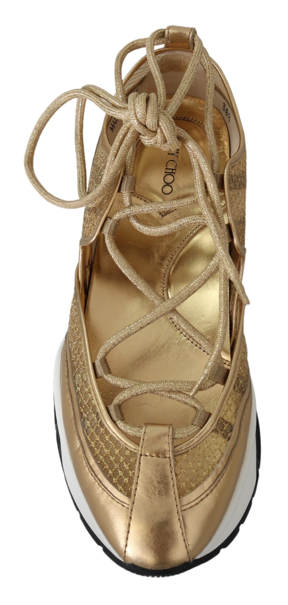 Jimmy Choo  Diamond Gold Leather Sneakers