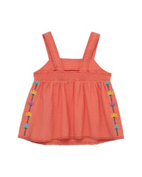 Peek Sleeveless Palm Embroidered Trim Top