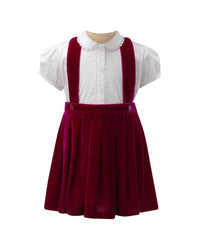 Rachel Riley Rachel Riley Eloise Pink Silk Velvet Pinafore Set