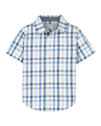 Hope & Henry Seersucker Short Sleeve Shirt Blue