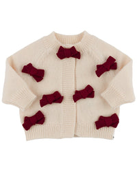 oh baby! Oh Baby! Scandi Cardigan With Berry Red Bows