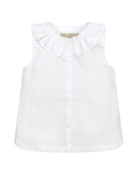 Hope & Henry Ruffle Collar Button Front Blouse White