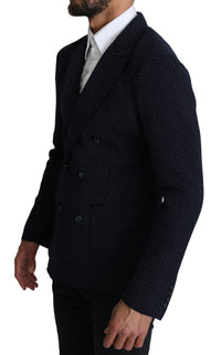 Dolce & Gabbana Dark Dotted Double Breasted Coat Blazer