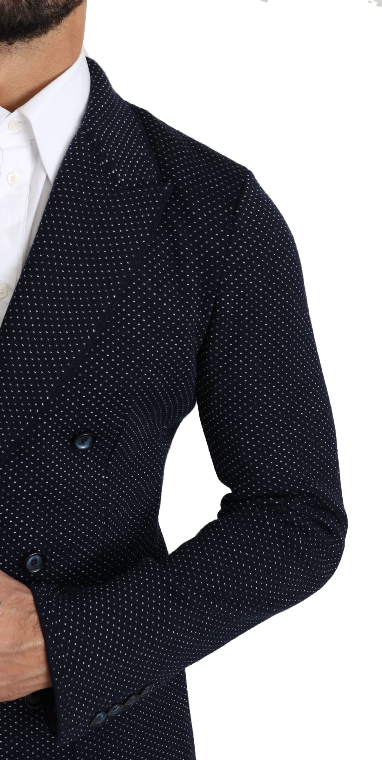 Dolce & Gabbana Dark Dotted Double Breasted Coat Blazer