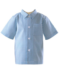 Rachel Riley Gingham Button-Down Shirt Blue