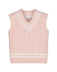 Hope & Henry Cable Tennis Sweater Vest Pink